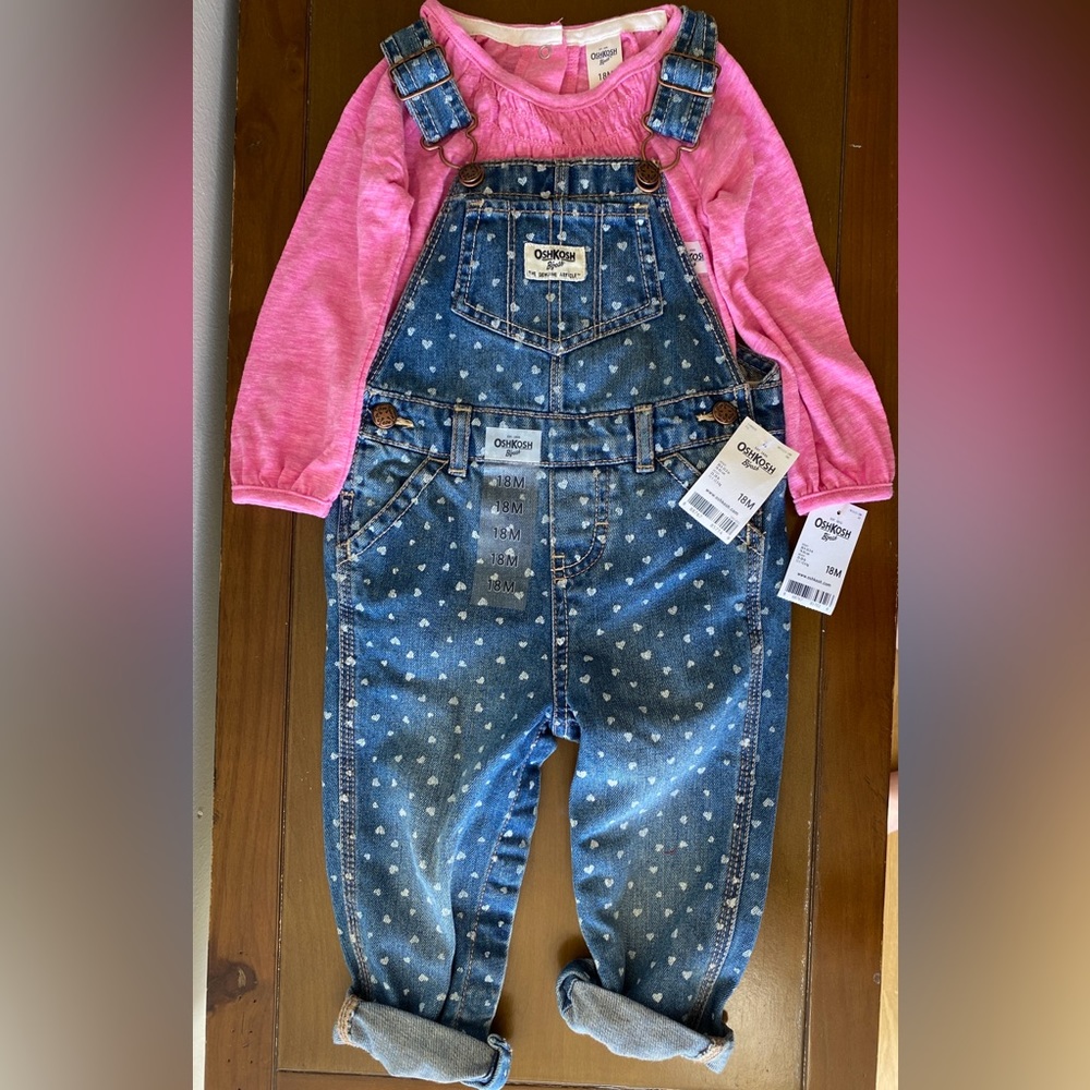 NWT OSHKOSH B’GOSH Overalls and Long Sleeve Shirt - 18 Month